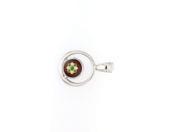 Pendentif rond petit modele excentre rouge