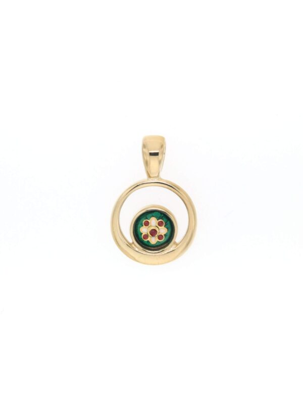 Pendentif rond petit modele excentre vert