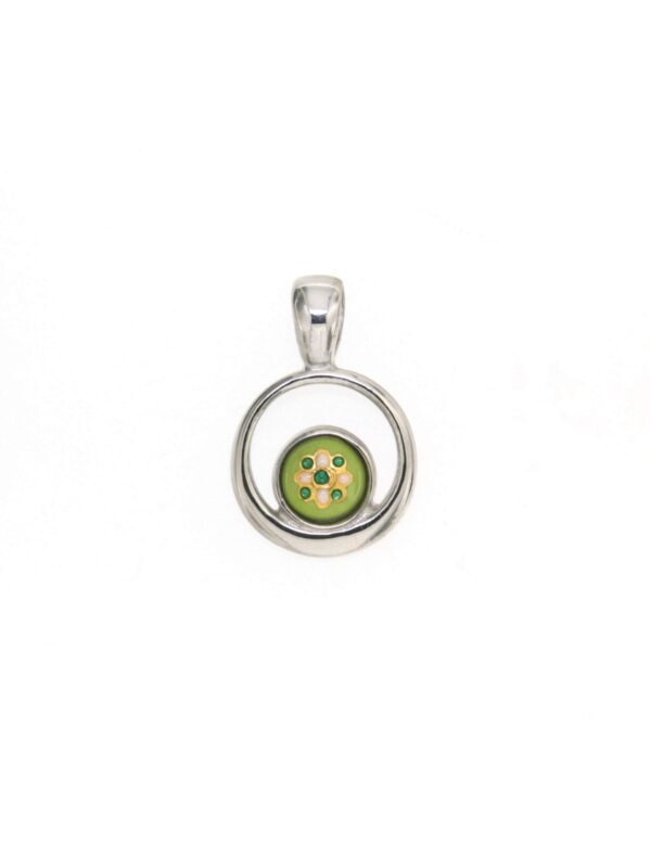 Pendentif rond petit modele excentre vert anis