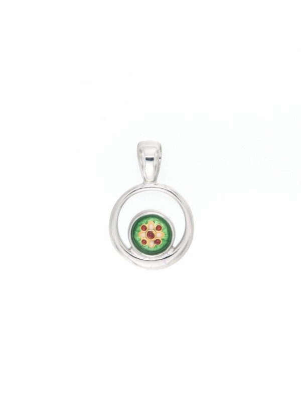 Pendentif rond petit modele excentre vert chartreuse