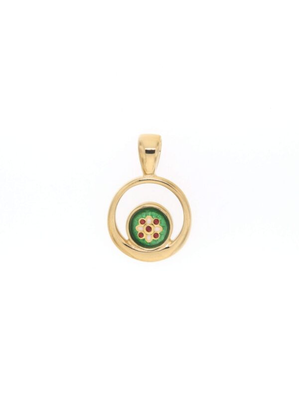 Pendentif rond petit modele excentre vert chartreuse