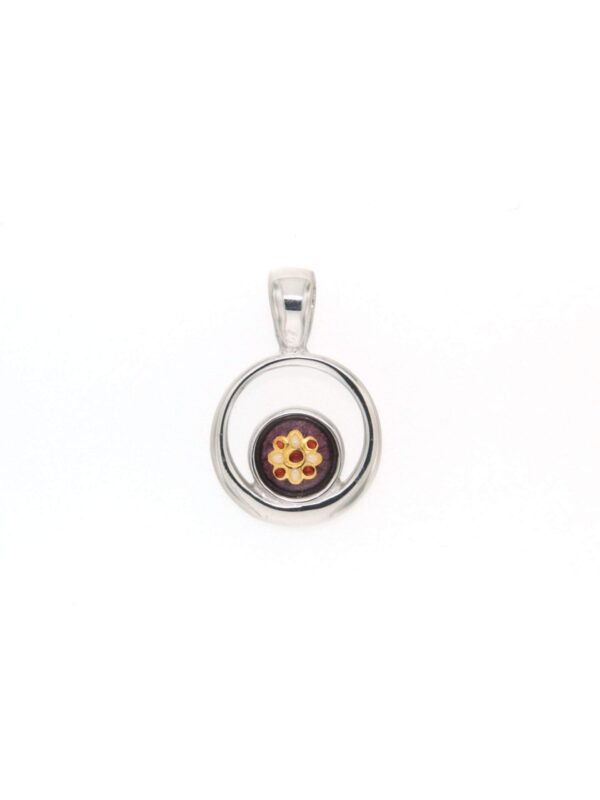 Pendentif rond petit modele excentre violet lilas