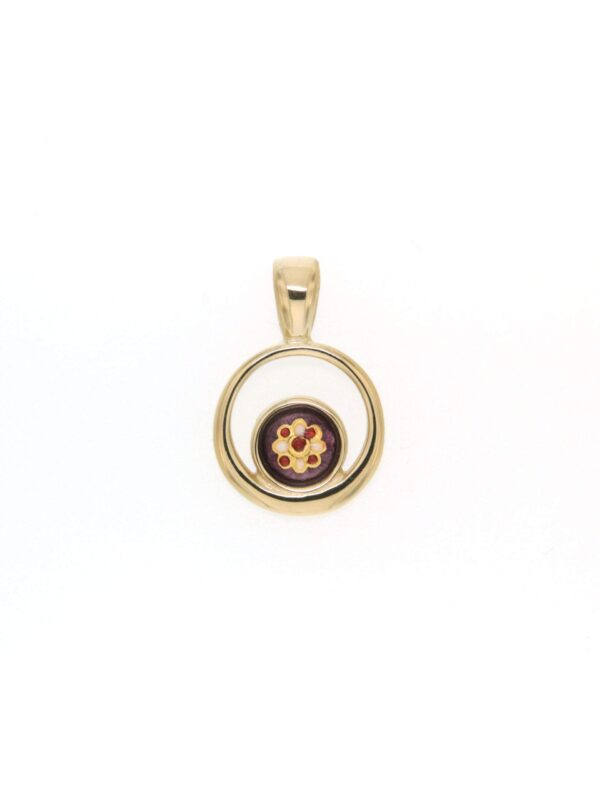 Pendentif rond petit modele excentre violet lilas