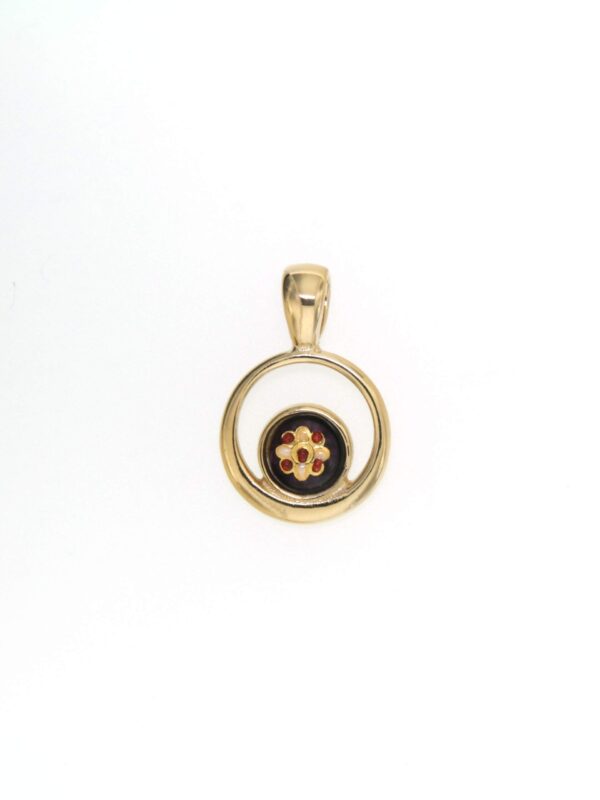 Pendentif rond petit modele excentre violet prune