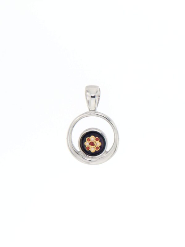 Pendentif rond petit modele excentre violet prune
