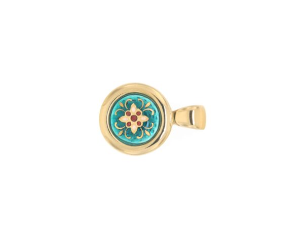 Pendentif rond petit modele vert bleuté