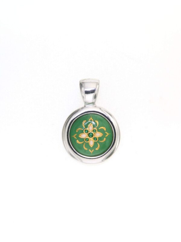 Pendentif rond petit modele vert granny