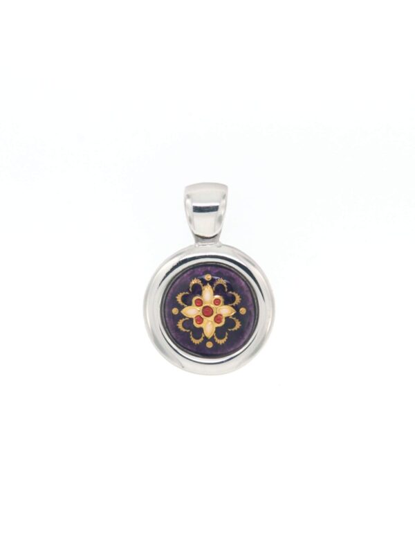 Pendentif rond petit modele violet prune