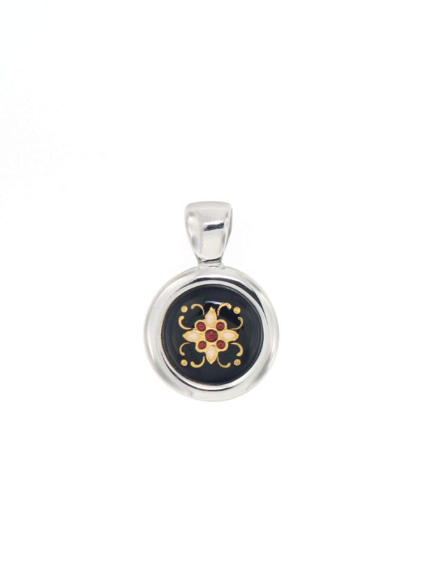 Pendentif rond prtit modele noir