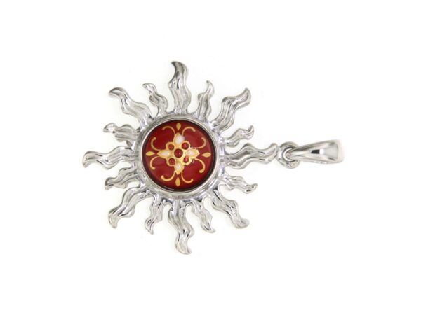 Pendentif soleil rouge cerise