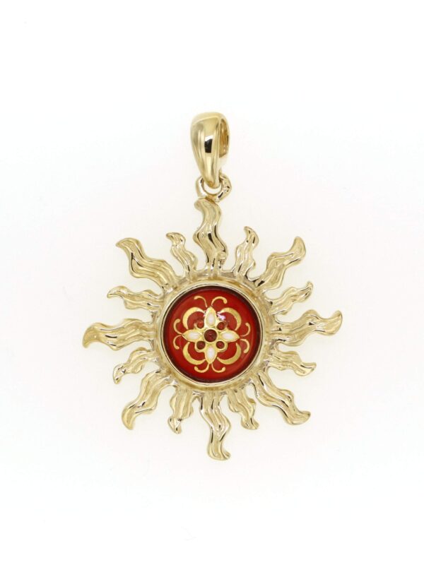 Pendentif soleil rouge cerise