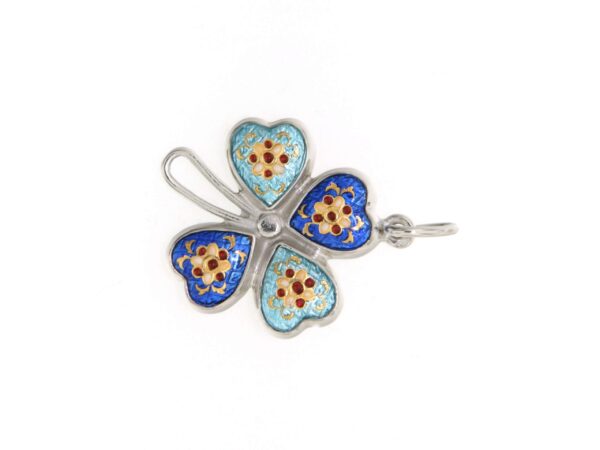 Pendentif trefle 2 tons  bleu de bresse / bleu ciel