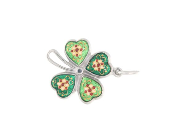 Pendentif trefle 2 tons  vert /vert chartreuse