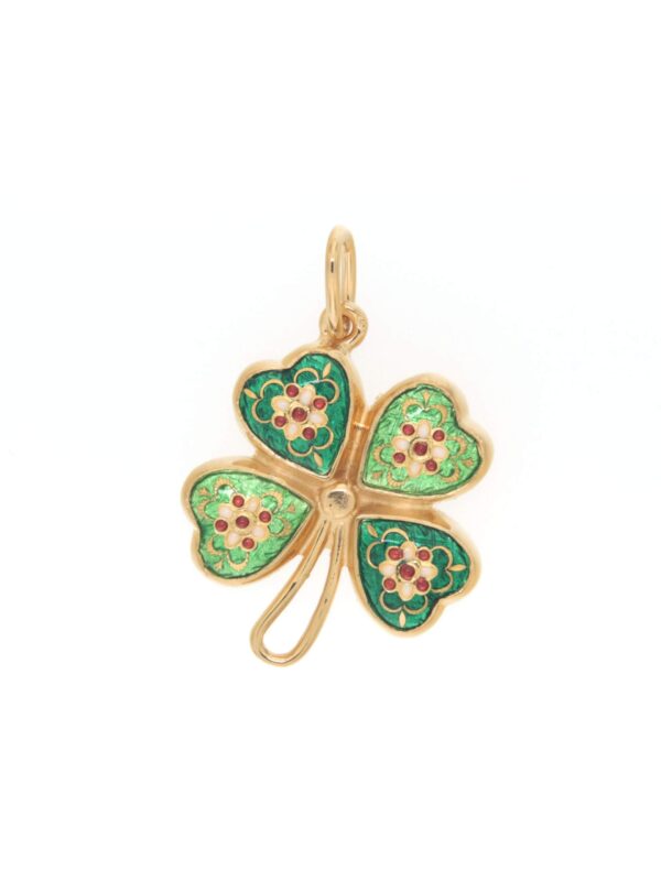 Pendentif trefle 2 tons vert/vert chartreuse