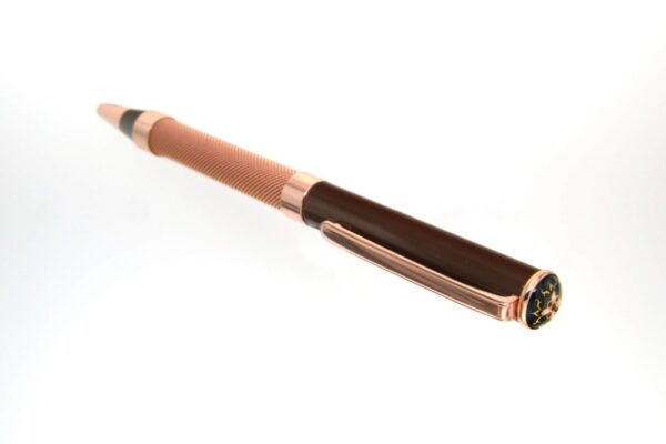 Stylo bille acier cuivre embout emaux bressans noir
