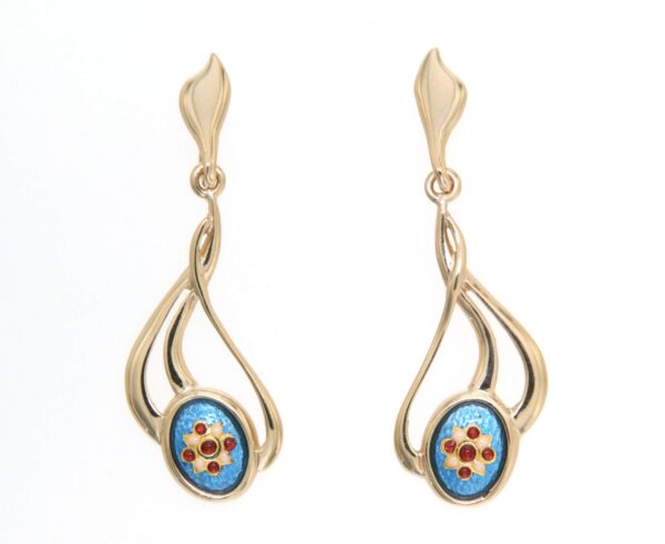 Boucles d'oreilles pendantes 3 fils systeme papillon bleu azur