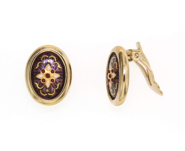 Boucles d'oreilles gros ovale clips violet lilas