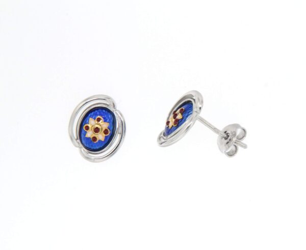 Boucles d'oreilles clous ovale systeme papillon bleu de bresse