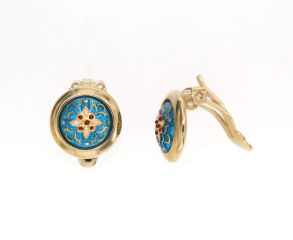 Boucles d'oreille gros rond clips bleu turquoise