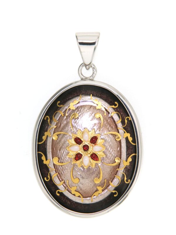 Pendentif gros ovale 2 tons  chocolat/ noisette