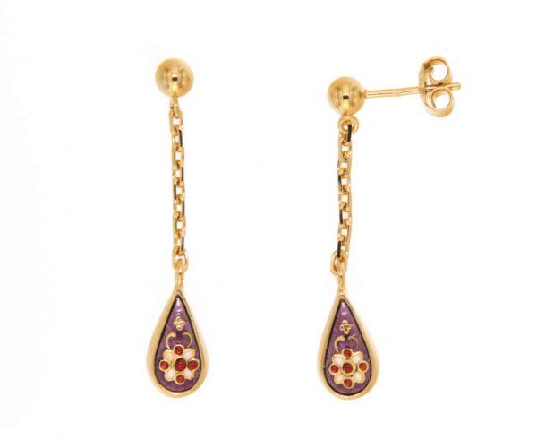 Boucles d'oreilles pendantes petite goutte systeme papillon violet lilas