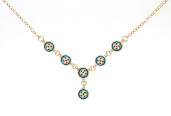 Collier 6 petits ronds bleu turquoise
