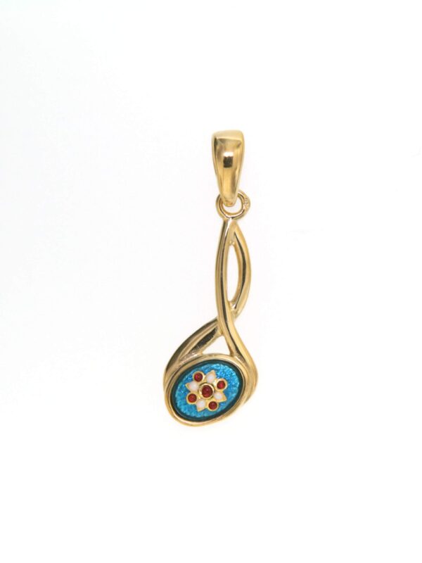 Pendentif 2 fils petit modele bleu turquoise