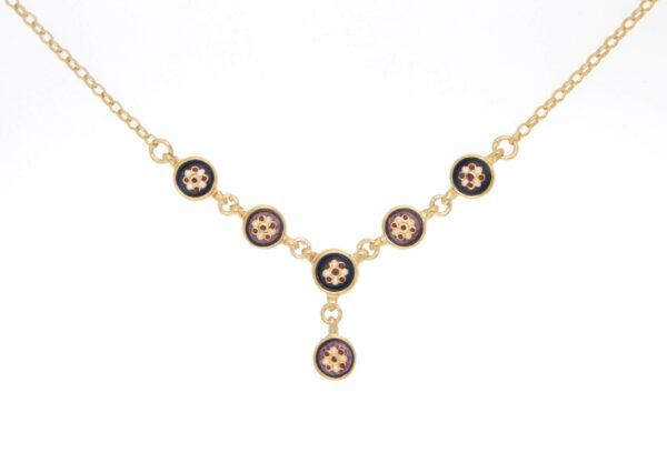 Collier 6 petits ronds violet prune/violet lilas