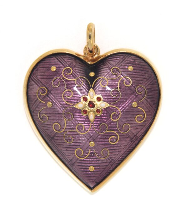 Pendentif gros coeur bombe violet lilas
