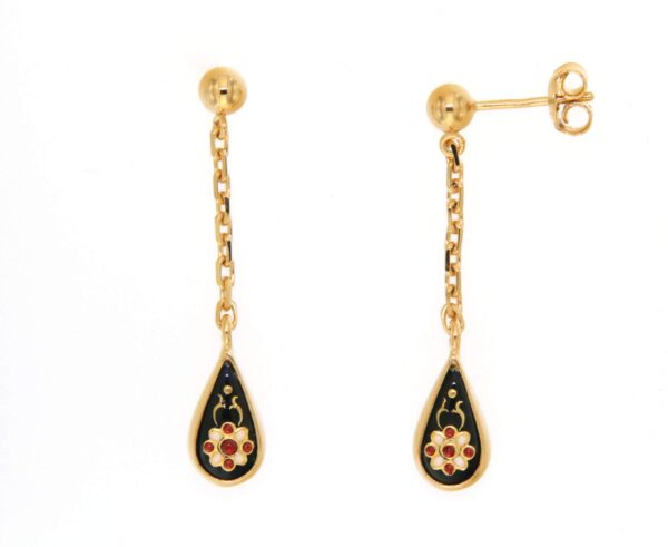 Boucles d'oreilles pendantes petite goutte systeme papillon noir