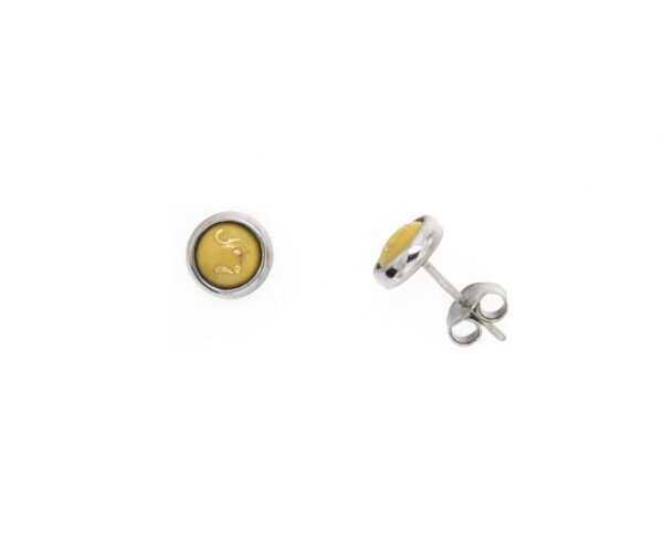 Boucles d'oreilles clous petit rond systeme papillon jaune