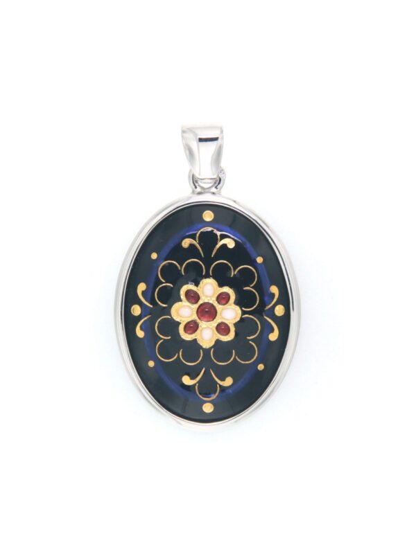 Pendentif emaux bressans ovale moyen modele noir