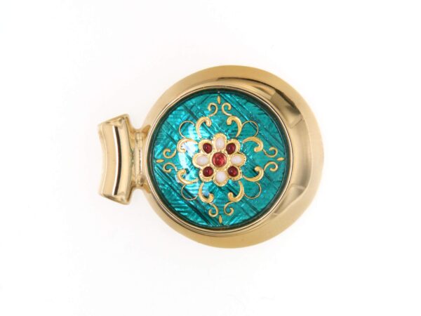 Pendentif rond excentre moyen modele vert bleuté